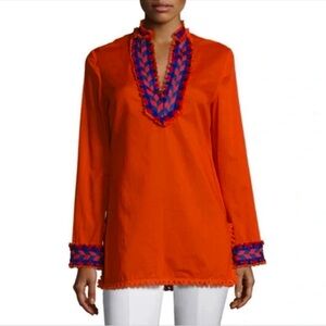 Tory Burch Embroidered Cotton Tunic Top with side zip
Size 6 |